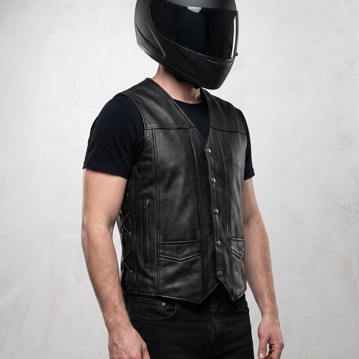 Leather Motorcycle Vest | Genuine Cowhide Vest | HWK Sports – HWK Moto