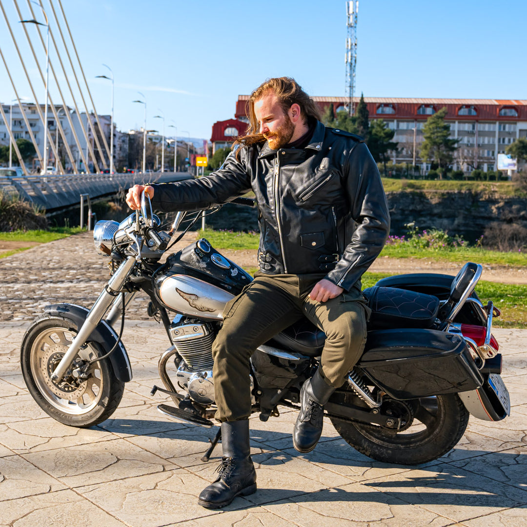 German Wear Motorjas Rockerjack Chopper leren jas Brando German Wear Motorjas Rockerjack Chopper leren jas Brando